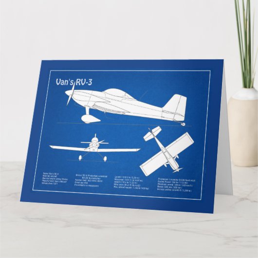 Van's RV-3 – 飛行機の設計図の計画ABD サンキューカード (正面)