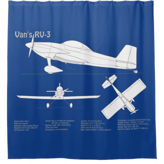Van's RV-3 – 飛行機の設計図の計画ABD シャワーカーテン (正面)