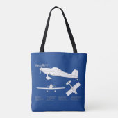 Van's RV-3 – 飛行機の設計図の計画ABD トートバッグ (裏面)