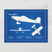Van's RV-3 – 飛行機の設計図の計画ABD ポストカード (正面)