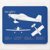 Van's RV-3 – 飛行機の設計図の計画ABD マウスパッド (正面)