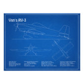 Van's RV-3 – 飛行機の設計図の計画AD フォトプリント (正面)