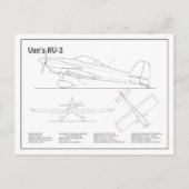 Van's RV-3 – 飛行機の設計図の計画BD ポストカード (正面)
