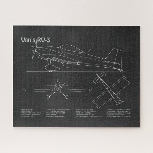Van's RV-3 – 飛行機の設計図の計画PD ジグソーパズル (横)
