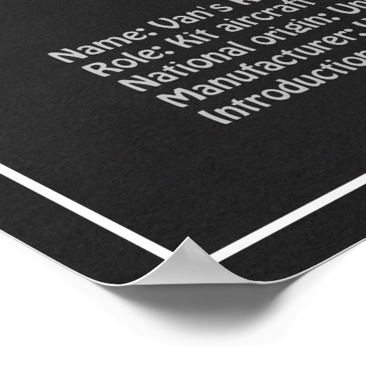 Van's RV-3 – 飛行機の設計図の計画PD ポスター (角)