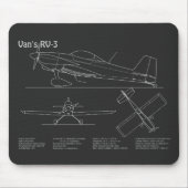 Van's RV-3 – 飛行機の設計図の計画PD マウスパッド (正面)