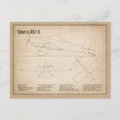 Van's RV-3 – 飛行機の設計図プランSD ポストカード (正面)