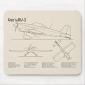 Van's RV-3 – 飛行機の設計図プランSD マウスパッド (正面)