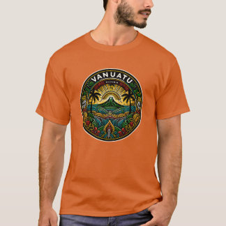 Vanuatu Oceania Badge, Volcan Tropical Emblème Tシャツ