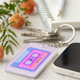 VAPARWAVE ESTレトロピンク90sオーディオカセット キーホルダー
