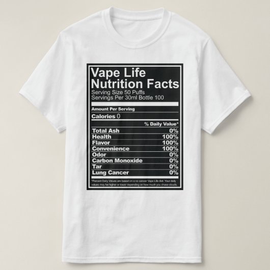 Vapeの生命栄養物の事実 Tシャツ (デザイン正面)