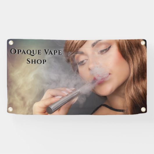 Vapeカスタマイズビジネスアクセントを蒸発する若い女性 横断幕 (横)