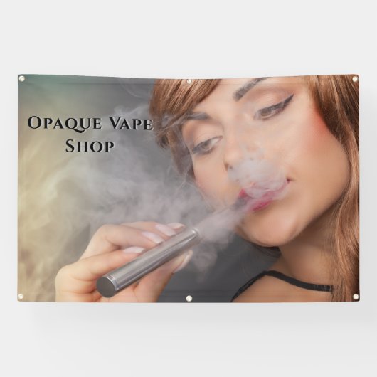 Vapeカスタマイズビジネスアクセントを蒸発する若い女性 横断幕 (横)