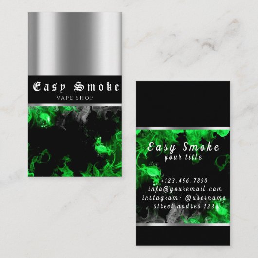 Vapeショップグリーンカラフルスモークビジネスカード 名刺 (正面/裏面)