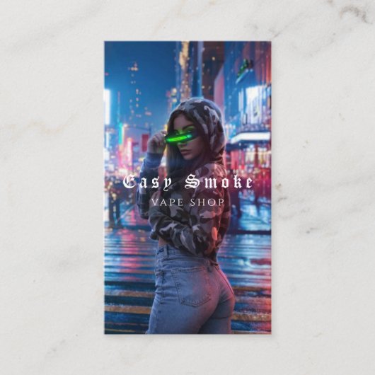 Vapeショップスモークブラックビジネスカード 名刺 (正面)