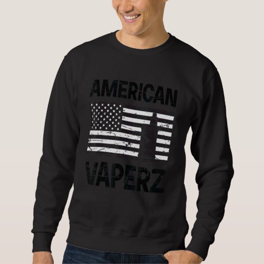 Vapeデバイス付きアメリカ国旗 スウェットシャツ (正面)