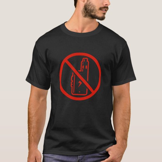 VAPE禁止サインTシャツ|VAPEフリ-ゾ-ン警告デザイン Tシャツ (正面)