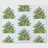 Vape雲の背景の雑草クリスマスツリー ラッピングペーパー (フラット)