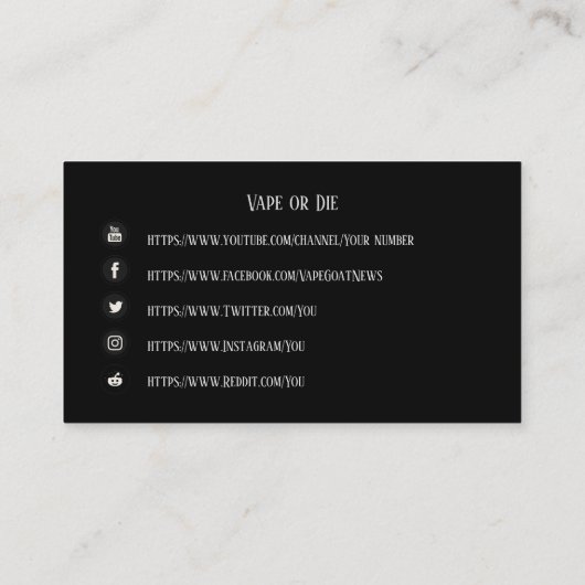 VAPE |ソーシャルメディアを利用したVapeスカルビジネス 名刺 (裏面)