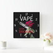 Vape。 停止喫煙 スクエア壁時計 (ホーム)