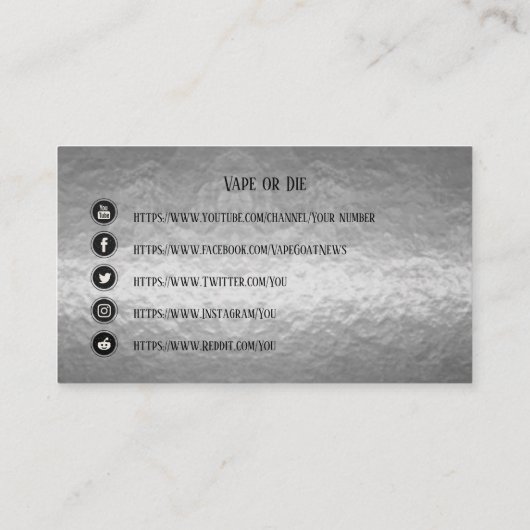 VAPE Hookah Silver Businessソーシャルメディア 名刺 (裏面)