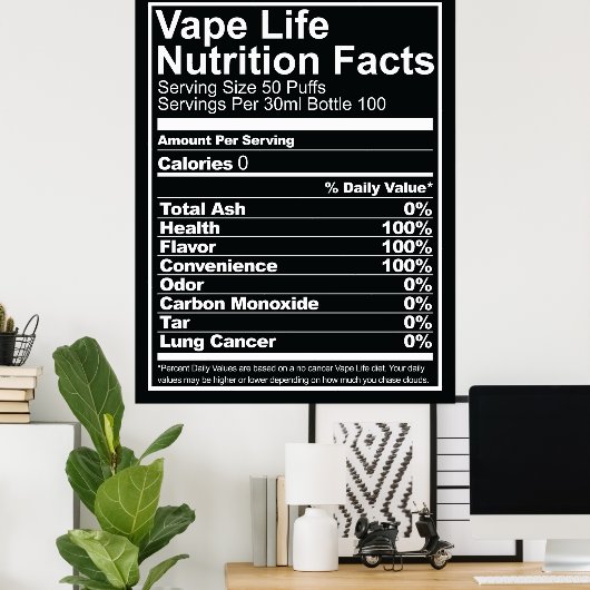 Vape Life Nutritionの事実 ポスター (ホームオフィス)