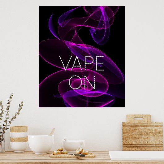 Vape On Dark Pink Smoke Poster Print ポスター (キッチン)