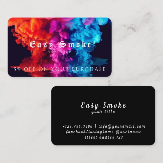 Vape Shop Business Discountカード 名刺 (正面/裏面)