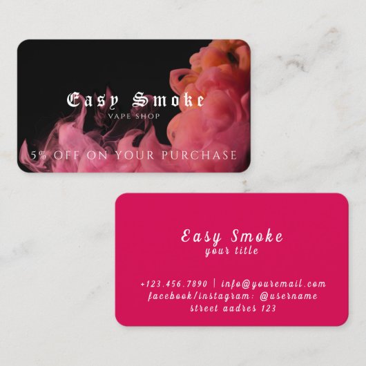 Vape Shop Business Discountカード 名刺 (正面/裏面)