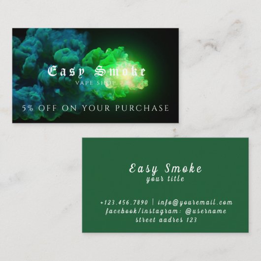 Vape Shop Business Discountカード 名刺 (正面/裏面)
