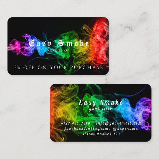 Vape Shop Business Discountカード 名刺 (正面/裏面)