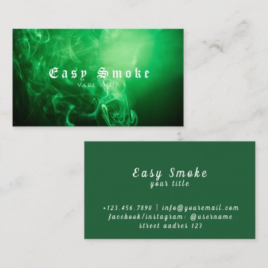 Vape Smoke Shop Store Electronic Cigarette 名刺 (正面/裏面)