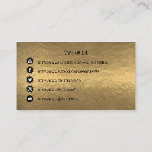 VAPE | Vapolution金ゴールドビジネスソーシャルメディア 名刺 (裏面)