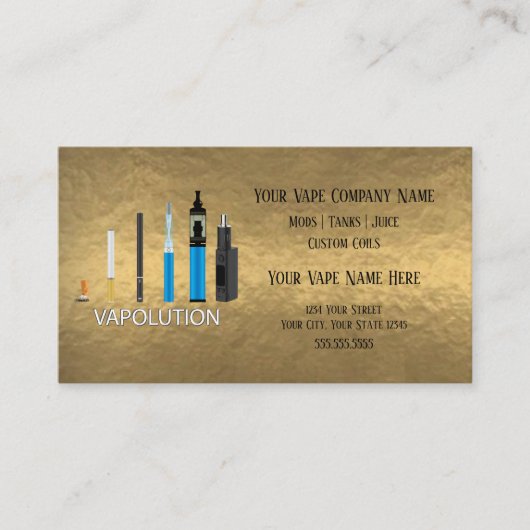 VAPE | Vapolution金ゴールドビジネスソーシャルメディア 名刺 (正面)