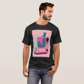 Vaperwave Aesthetic Glitch Cat Retrowave Synthwave Tシャツ (正面フル)