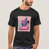 Vaperwave Aesthetic Glitch Cat Retrowave Synthwave Tシャツ (正面)