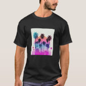 Vaperwave Aesthetic Glitch Palm Retrowave Synthwav Tシャツ (正面)