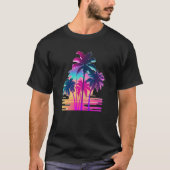 Vaperwave Aesthetic Glitch Palm Retrowave Synthwav Tシャツ (正面)