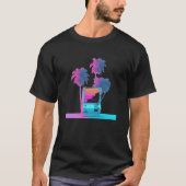 Vaperwave Aesthetic Glitch Palm Tree Retrowave Syn Tシャツ (正面)