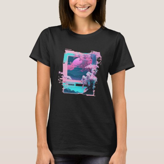 Vaperwave Aesthetic Glitch Retrowave Synthwave 7 Tシャツ (正面)