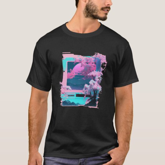 Vaperwave Aesthetic Glitch Retrowave Synthwave 7 Tシャツ (正面)