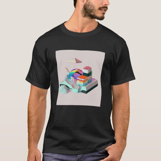 Vaperwave Aesthetic Glitch Sushi Retrowave Synthwa Tシャツ (正面)