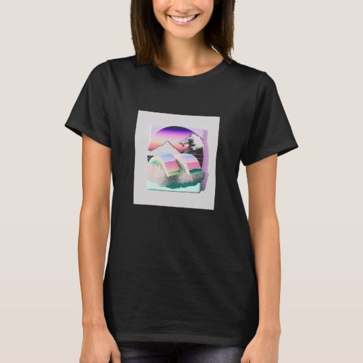 Vaperwave Aesthetic Glitch Sushi Retrowave Synthwa Tシャツ (正面)