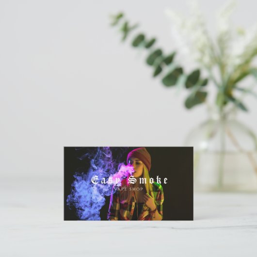 Vapor Vape Plume of Smoke Black & White 名刺 (スタンド正面)