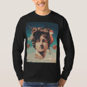 Vaporwaveの審美的な彫像の人の長袖のワイシャツ Tシャツ (正面)