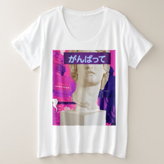 Vaporwaveの河合像Tシャツ プラスサイズTシャツ (デザイン正面)