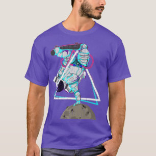 Vaporwaveアートスケートボーダームーンランディング合成波 Tシャツ