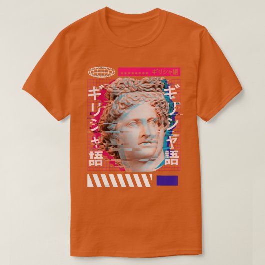 Vaporwaveギリシャ日本のの女神アドニス Tシャツ (デザイン正面)