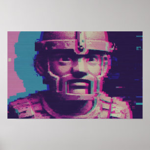 Vaporwaveグリッチアートポートレート ポスター