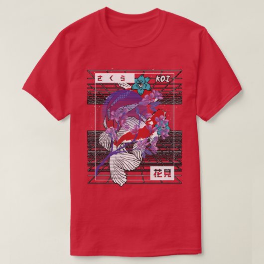 Vaporwaveコイフィッシュジャパン桜カープ・ブリーダー Tシャツ (デザイン正面)